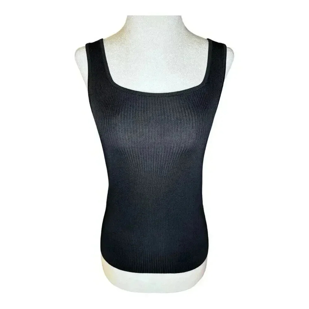 NEW Madewell Women’s XS Black Rib Square-Neck‎ Sweater Tank NWT